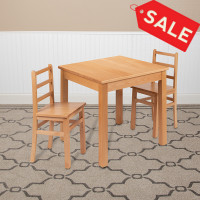 Flash Furniture XU-TC1001-K-GG Kids Natural Solid Wood Table and Chair Set for Classroom, Playroom, Kitchen
